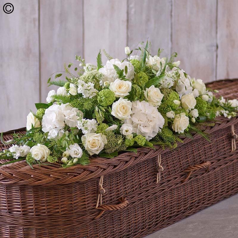 Woodland White Casket Spray