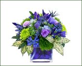 Moody Blues glass cube table arrangement