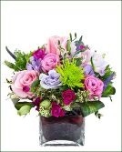 Pastel glass cube table arrangement
