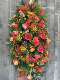 Florists Choice Burnt Orange Casket Spray