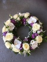 Luxury Orchid wreath in whites and lilac